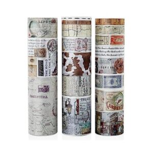 Juego de 18 rollos de cinta Washi vintage mapa de_1