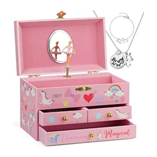 efubaby Joyero musical para niñas con diseño de unicornio