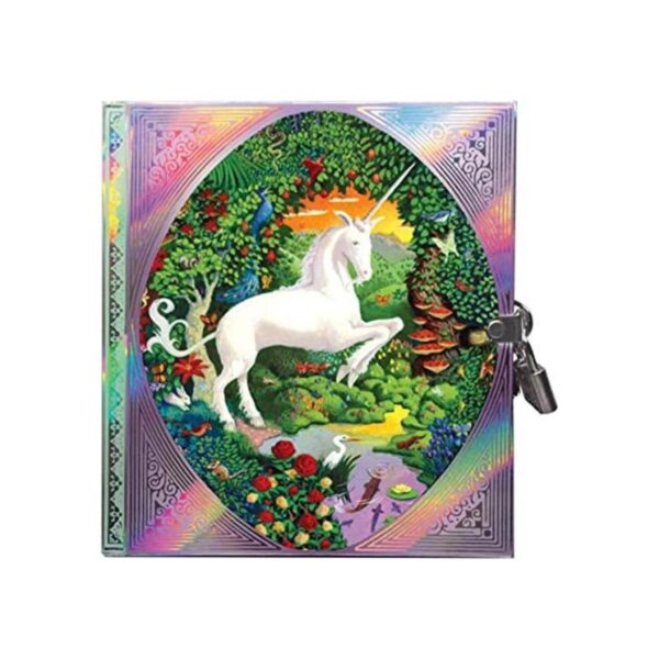 eeBoo Diario de tapa dura de unicornio con cerradura y llave_1