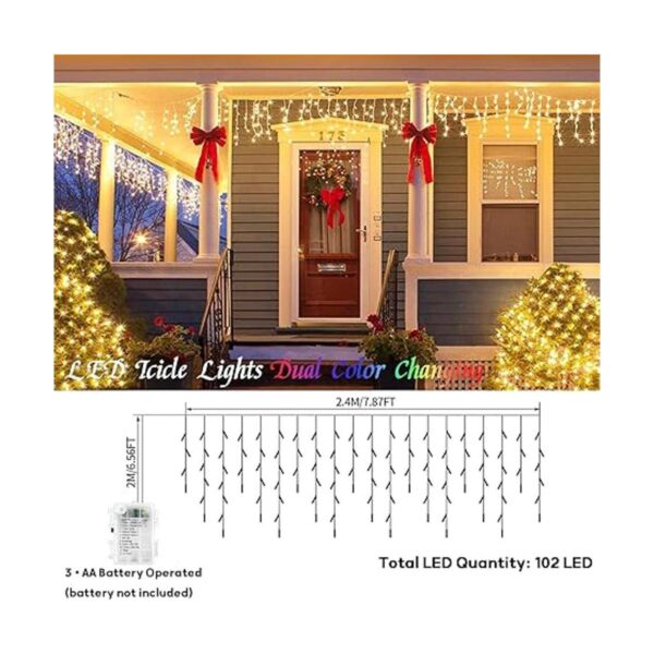 Luces de carámbanos de Navidad que funcionan con pilas_3
