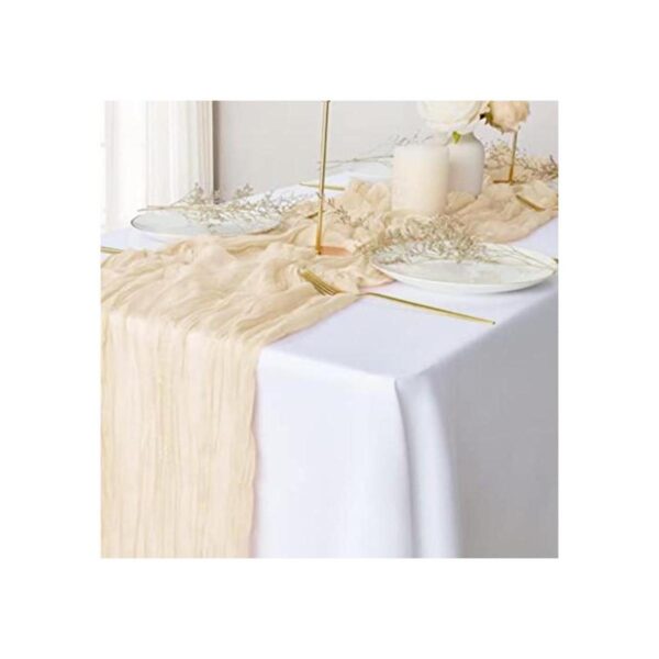 Paquete de 2 caminos de mesa de gasa beige 10 pies