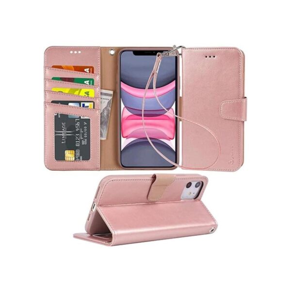 Arae Funda para iPhone 11 de piel sintética con correa de_1