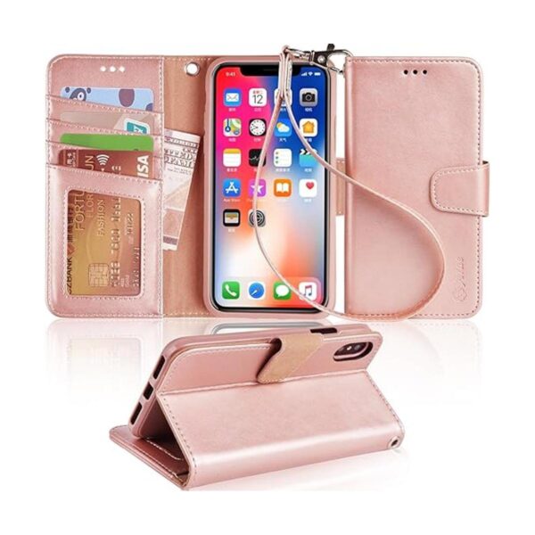 Arae Funda de piel sintética tipo cartera para iPhone_1