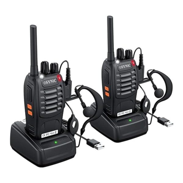 eSynic Walkie Talkies recargables con auriculares 2_1