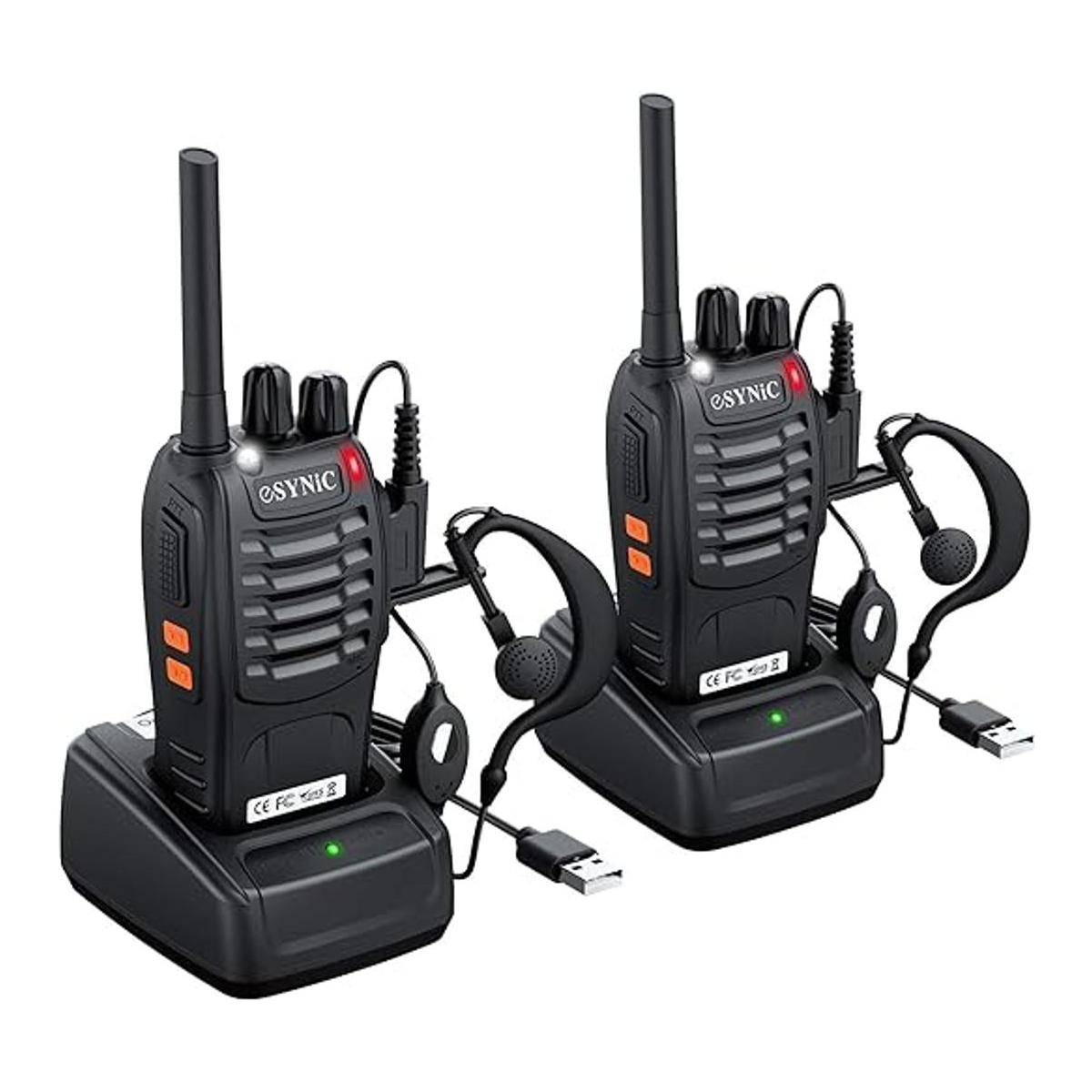 eSynic Walkie Talkies recargables con auriculares 2