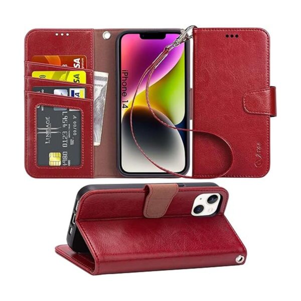 Arae Funda compatible con iPhone 14 con tarjetero y correa_1