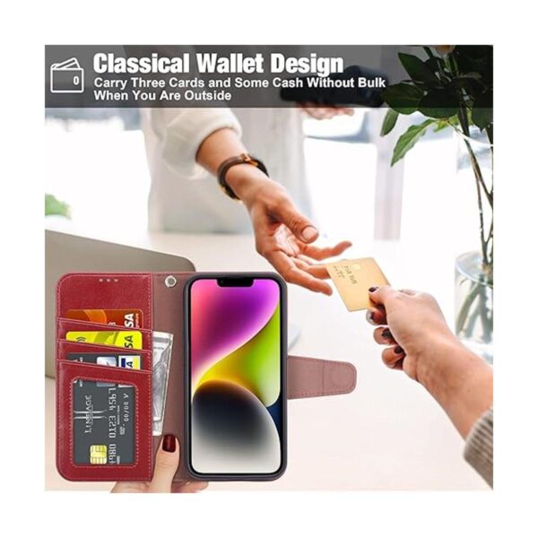 Arae Funda compatible con iPhone 14 con tarjetero y correa_2