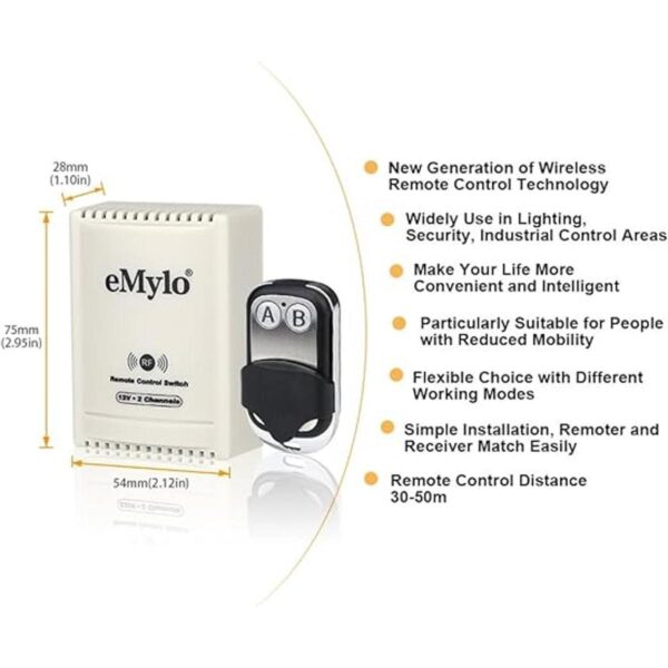 eMylo DC 12V 2CH RF Relé inteligente inalámbrico control_2