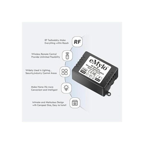 eMylo DC 12V 1 canal 433Mhz RF inalámbrico Relé de control_2