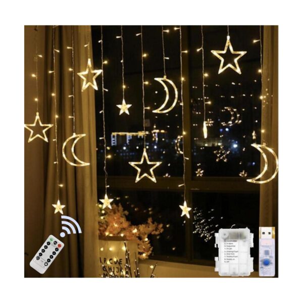 Ramadan 138 LED cortina decoración centellear estrella_1