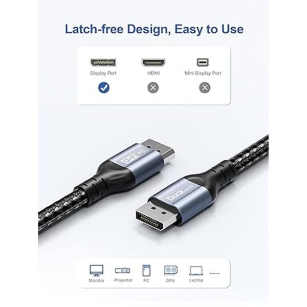 Cable DisplayPort 8K de 1.4 6 pies2 M DP a DP UHD de_2