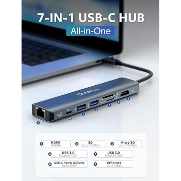 Adaptador multipuerto USB C Dockteck 7 en 1 USBC Hub con_2