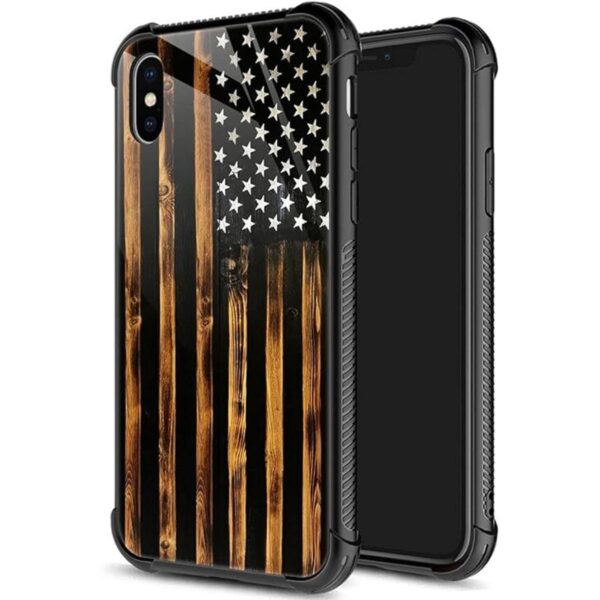Funda para iPhone XR funda clásica de grano de madera con_1
