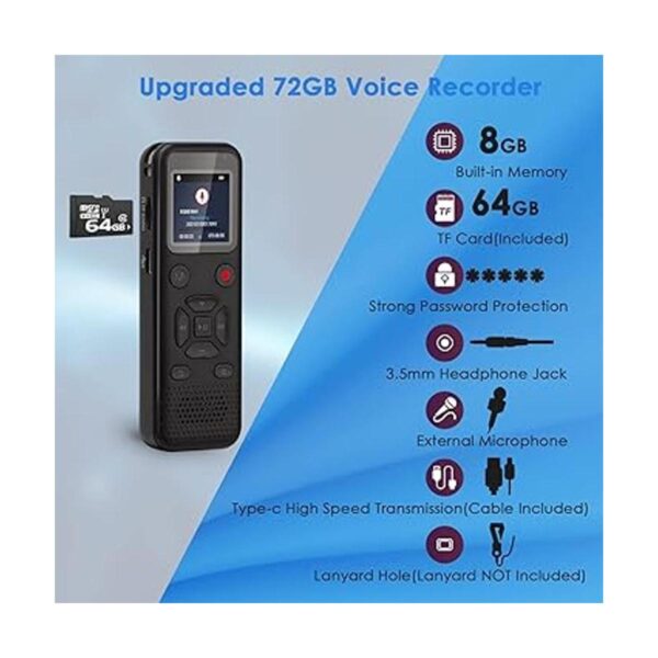 72GB Digital Voice Activated Recorder Portable Tape_3