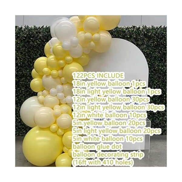 Yellow Balloon Arch Garland KitWhite Balloon 122Pcs for
