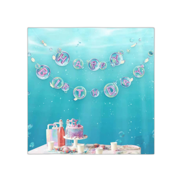 Bandera transparente de sirena de feliz cumpleaños debajo_1