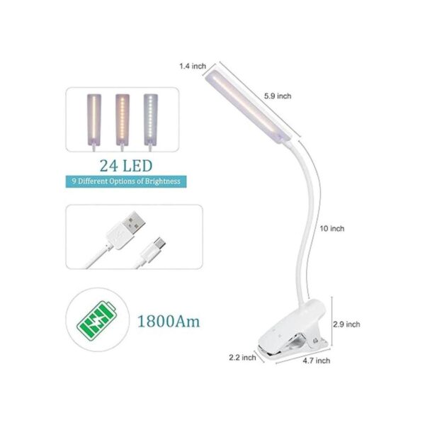 Deaunbr Luz de lectura LED con clip Luces de libro_2
