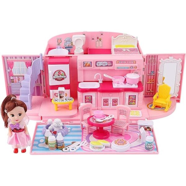 deAO Doll Houses Mochila portátil para niñas con casa de_4