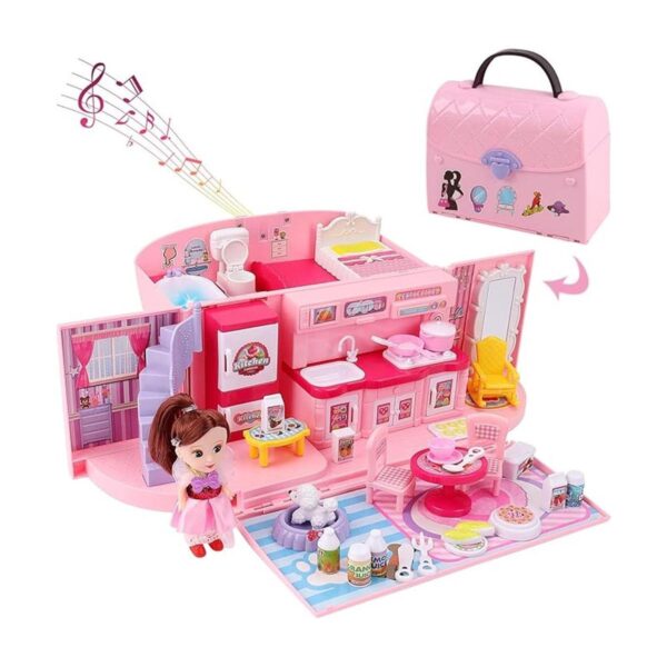 deAO Doll Houses Mochila portátil para niñas con casa de_1