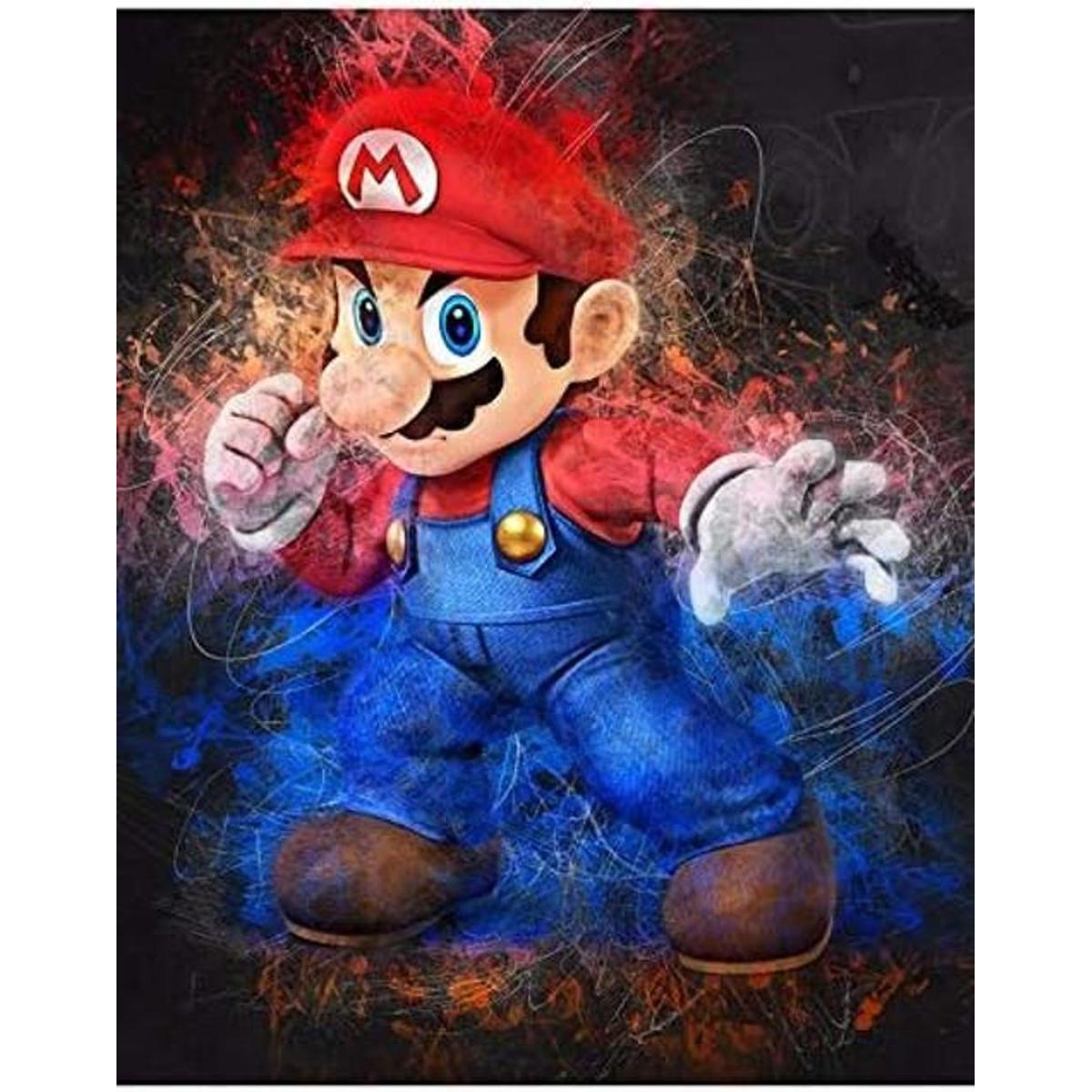 Juego de números de pintura de diamante 5D Super Mario