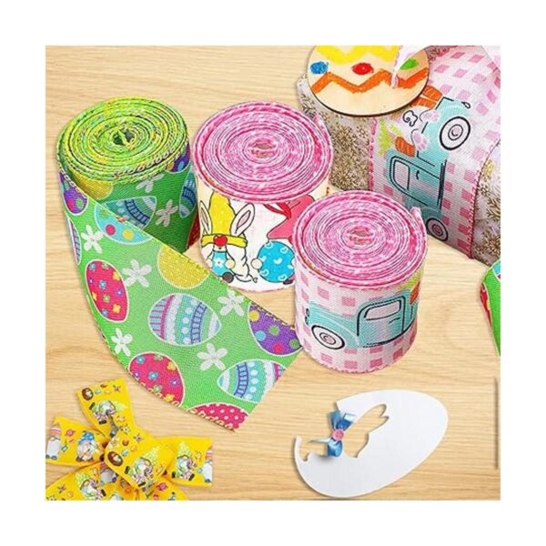 Cinta de Pascua con borde con alambre 2.5 pulgadas x 18