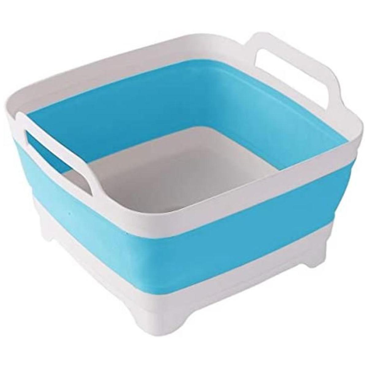 Lavabo plegable con asas de transporte de tapón de drenaje