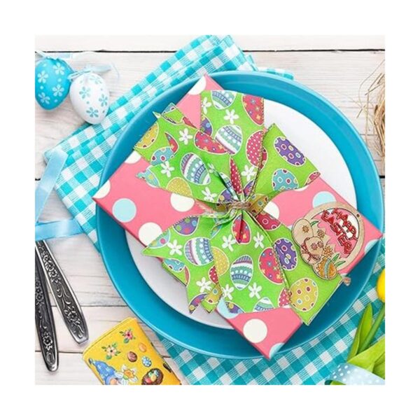 Cinta de Pascua con borde con alambre 2.5 pulgadas x 18