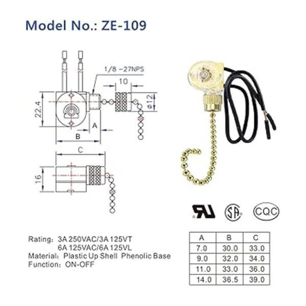 Interruptor de cadena Zing Ear ZE109 Interruptor de