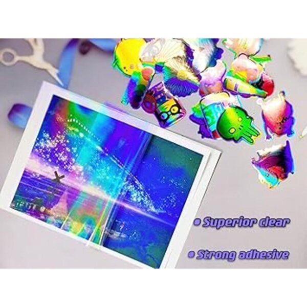 Papel adhesivo holográfico transparente de vinilo_4