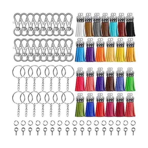 Keychain Tassles Cridoz 300pcs Bulk Keychains Ring Set