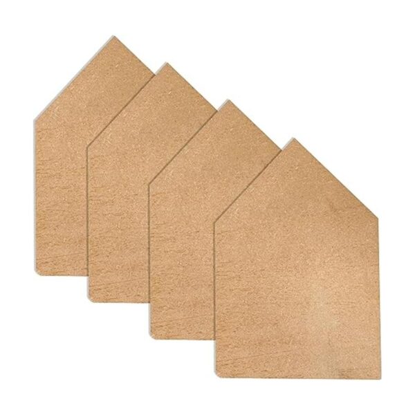 Paquete de 4 piezas de madera con forma de casa de 8