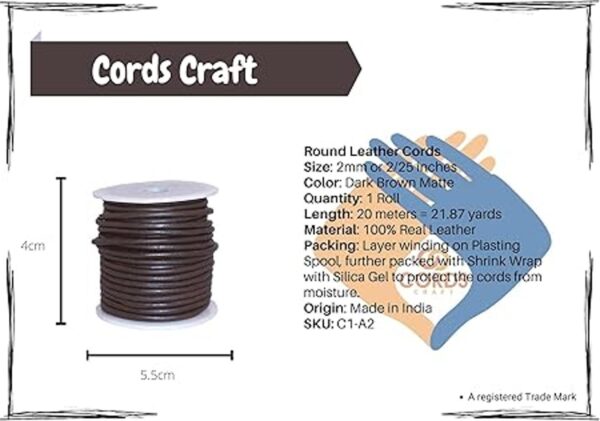 Cords Craft Cuerda redonda de cuero genuino de 0.079 in_2