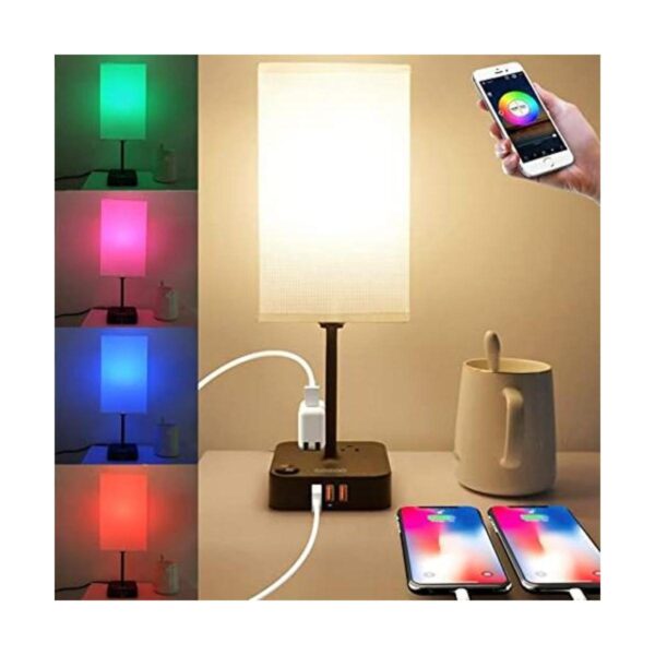 COZOO Lámpara de mesita de noche BluetoothWiFi RGB y USB_1