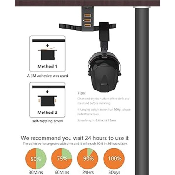 COZOO Soporte para auriculares con cargador USB para_6