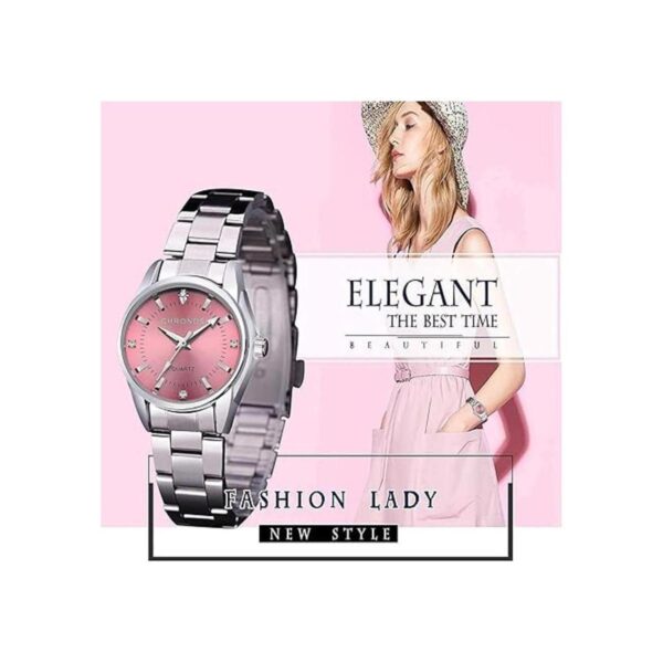 Reloj analógico de cuarzo para mujer con correa de acero_2