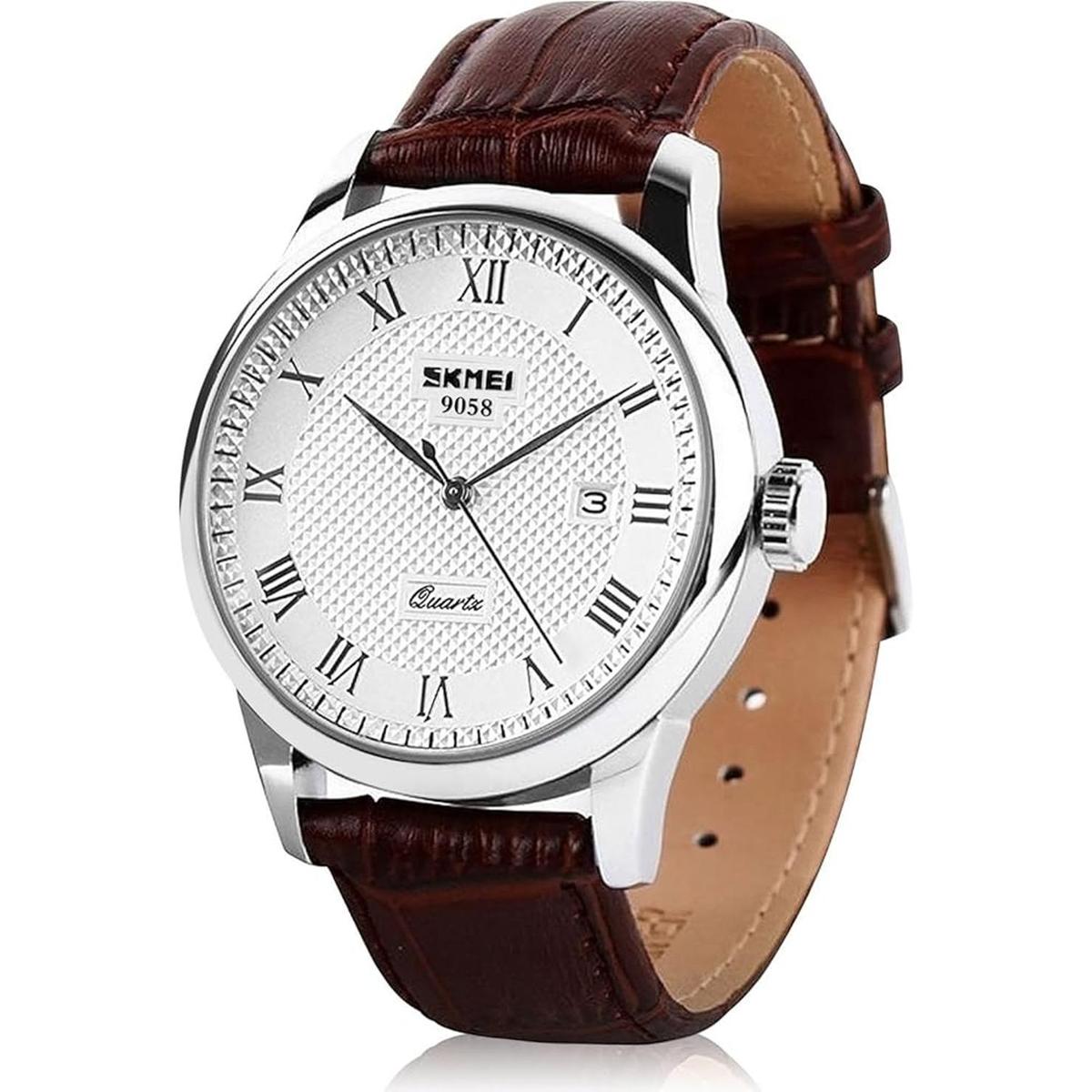 Reloj de cuarzo para hombre con correa de piel analógico