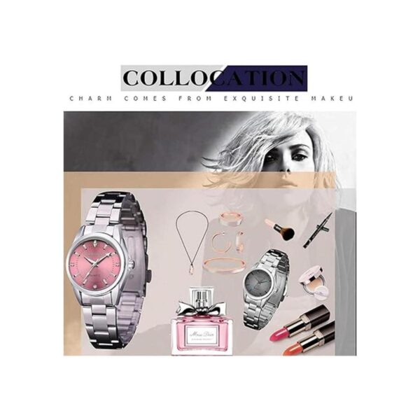 Reloj analógico de cuarzo para mujer con correa de acero_3