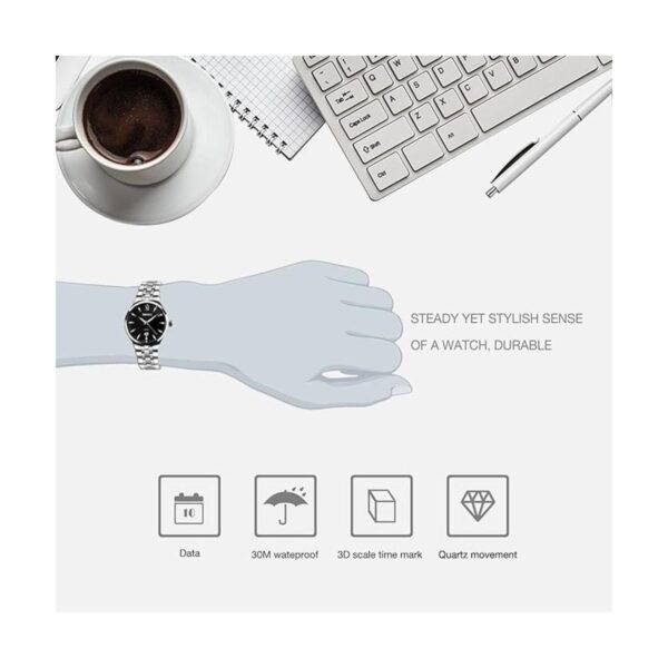 Reloj analógico de acero inoxidable para hombre reloj de