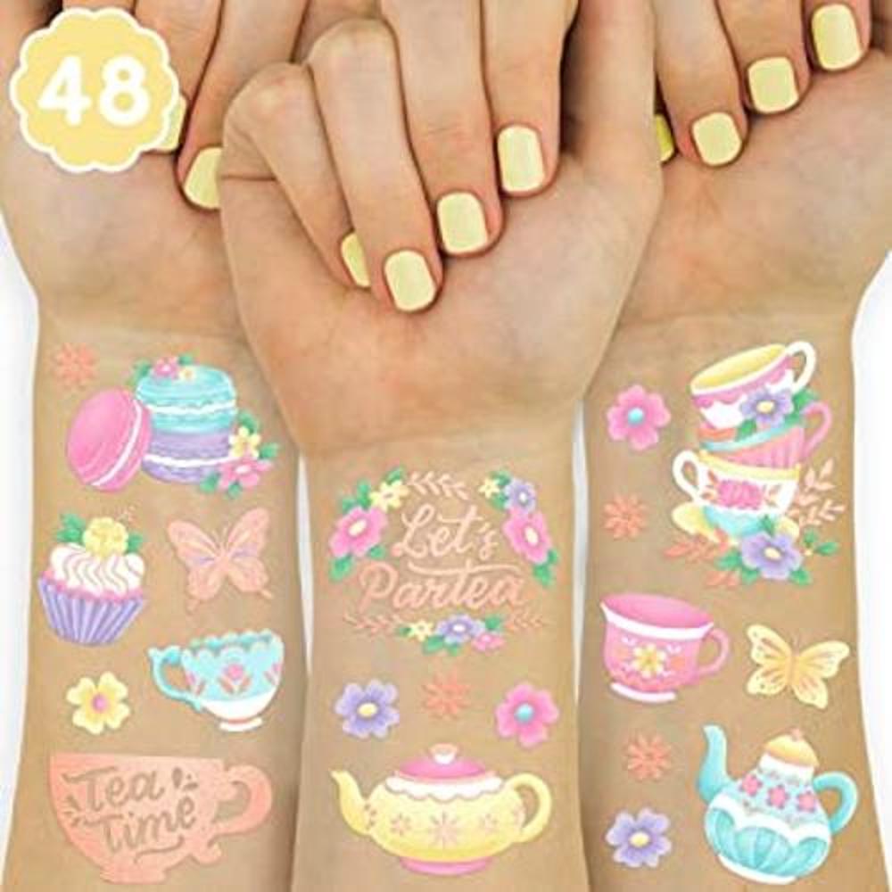 xo Fetti Tatuajes temporales de fiesta de té 48 estilos