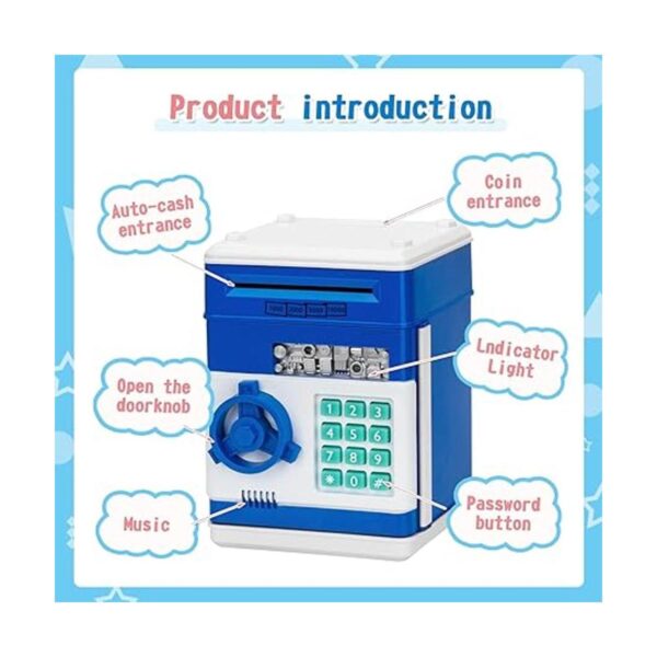 Alcancía Caja de monedas en efectivo azul para niñas y_4