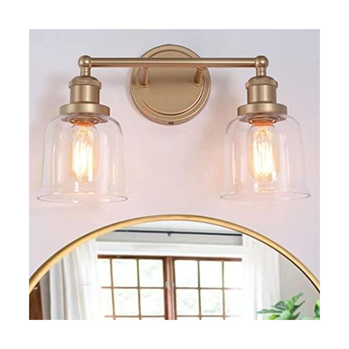 Lámpara de tocador dorada 2 luces doradas para tocador de
