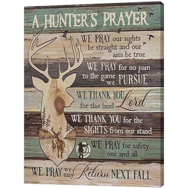 A Hunters Prayer Arte de pared de ciervo con frase en
