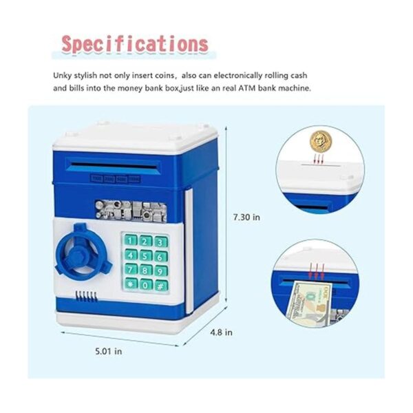 Alcancía Caja de monedas en efectivo azul para niñas y_5