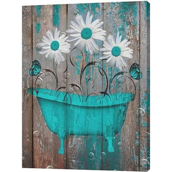 citari Decoración de baño rústica de color verde azulado y