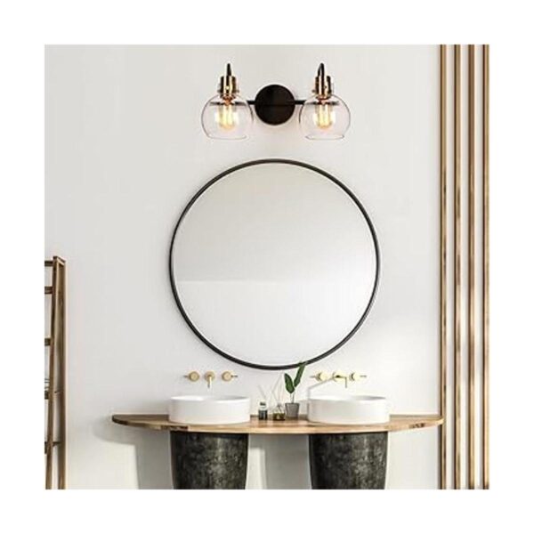 Lámparas de baño 2 apliques de pared negros claros con