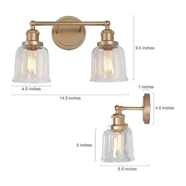 Lámpara de tocador dorada 2 luces doradas para tocador de_2