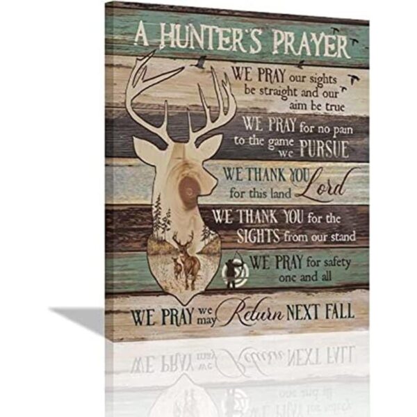 A Hunters Prayer Arte de pared de ciervo con frase en