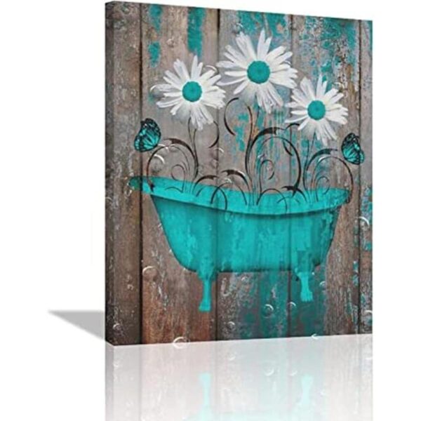 citari Decoración de baño rústica de color verde azulado y