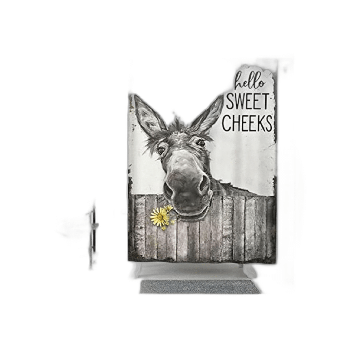 Divertida cortina de ducha de burro diseño rústico