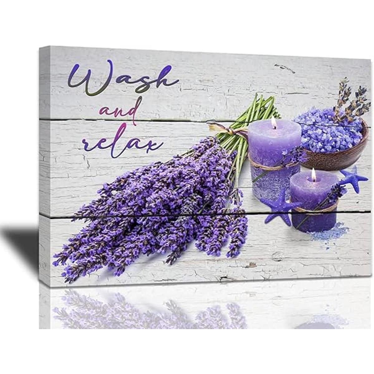 Arte de pared de baño cuadros de lavanda decoración de